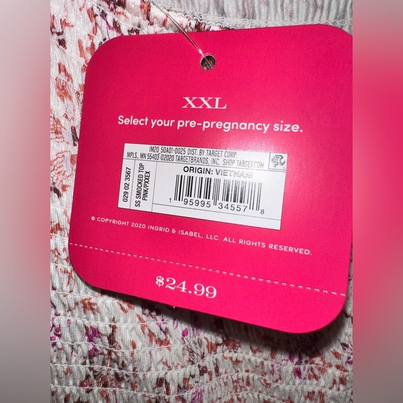 ⭐️New with tags ⭐️ Isabel Maternity Elow Sleeve Smocked Maternity top size XXL - Picture 4 of 4